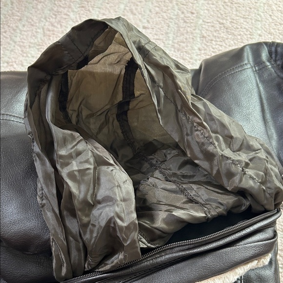 NWT Emporio &Co Dark Brown Faux Leather Jacket Coat Size XXL Fits like a Large - Picture 13 of 16